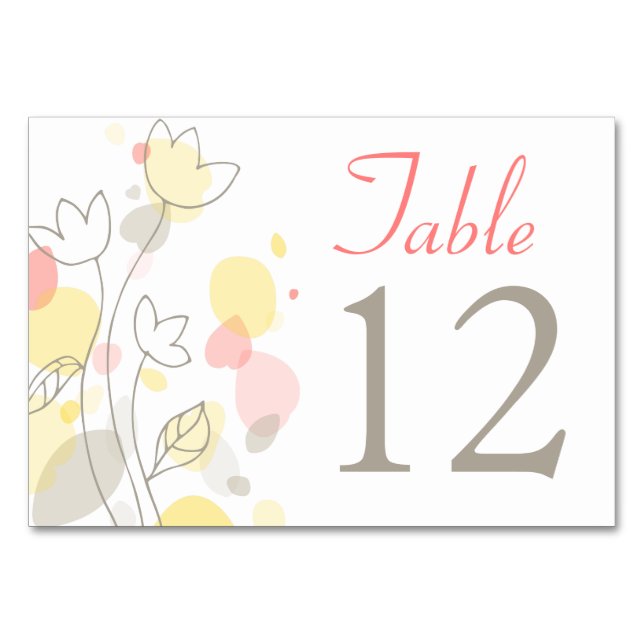 Confetti flower petal wedding table numbers (Front)
