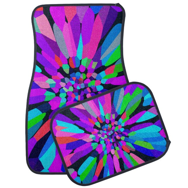 Confetti Flower Purple Car Floor Mat (Set)