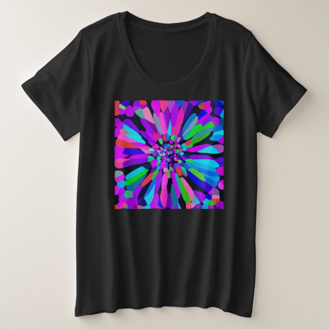 Confetti Flower Purple Plus Size T-Shirt (Design Front)