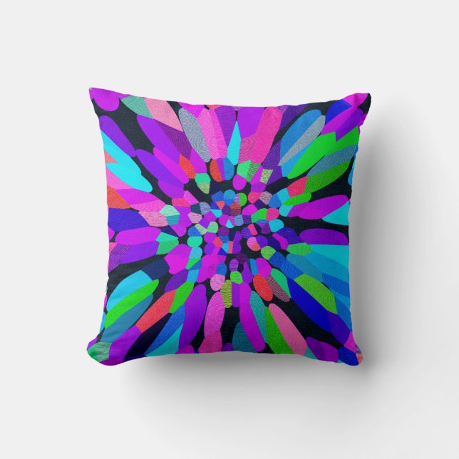 Confetti Flower Purple Throw Pillow (Front)