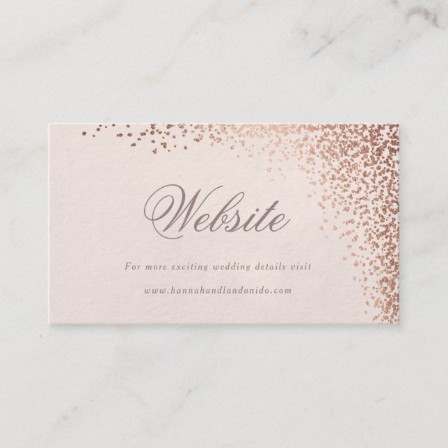 Confetti foil faux foil wedding website card (Front)