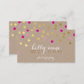 CONFETTI GLAMOROUS cute gold foil bold pink kraft Business Card (Front/Back)