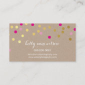 CONFETTI GLAMOROUS cute gold foil bold pink kraft Business Card (Back)