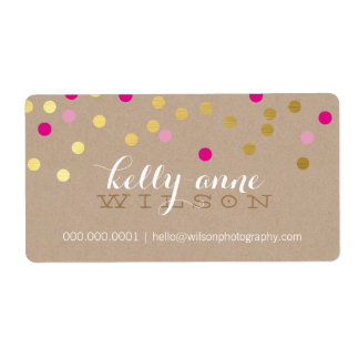 CONFETTI GLAMOROUS cute gold foil bold pink kraft Label
