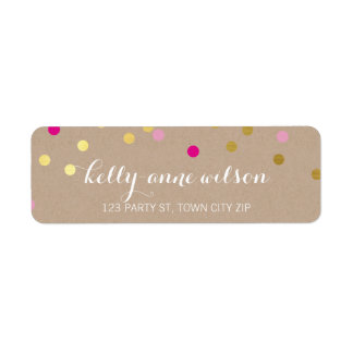 CONFETTI GLAMOROUS cute gold foil bold pink kraft Label