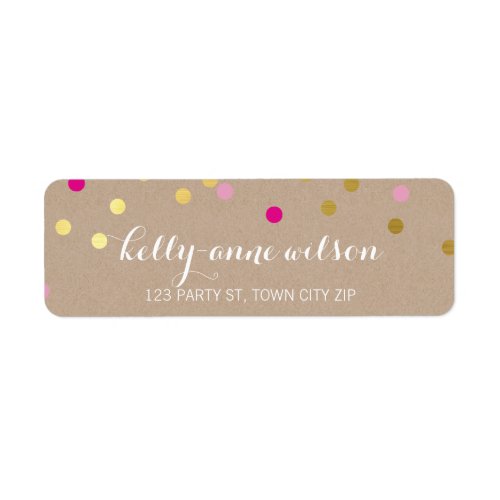 CONFETTI GLAMOROUS cute gold foil bold pink kraft Label