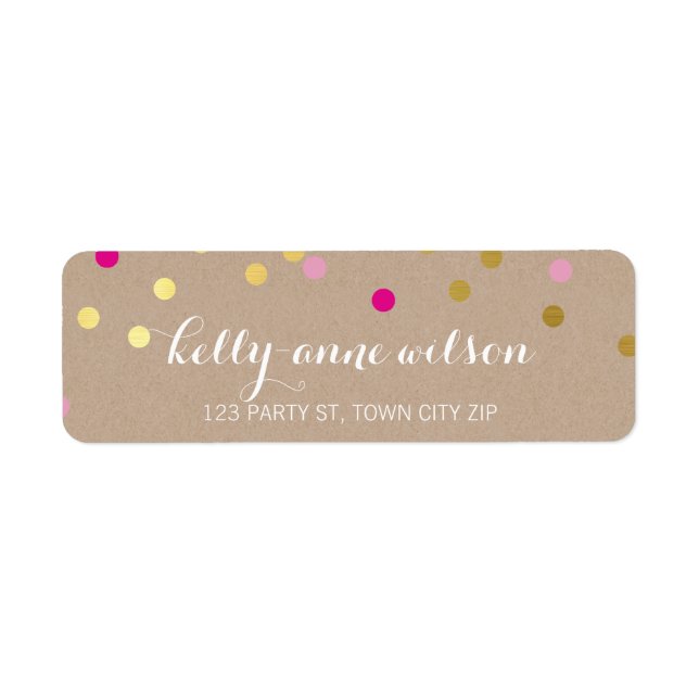 CONFETTI GLAMOROUS cute gold foil bold pink kraft Label (Front)