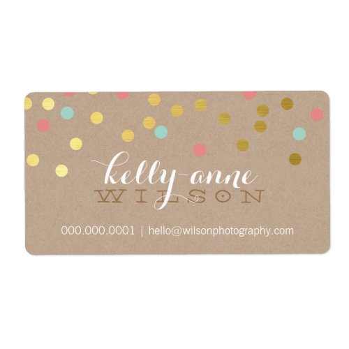 CONFETTI GLAMOROUS cute gold foil coral mint kraft Label