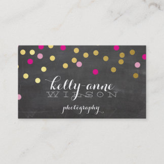 CONFETTI GLAMOROUS cute gold pink chalkboard Business Card