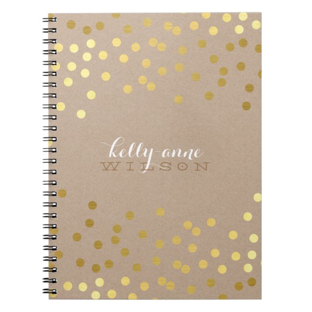 CONFETTI GLAMOROUS cute spot gold crafty kraft Notebook (Front)