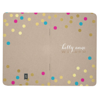 CONFETTI GLAMOROUS cute spot gold kraft pink aqua Journal