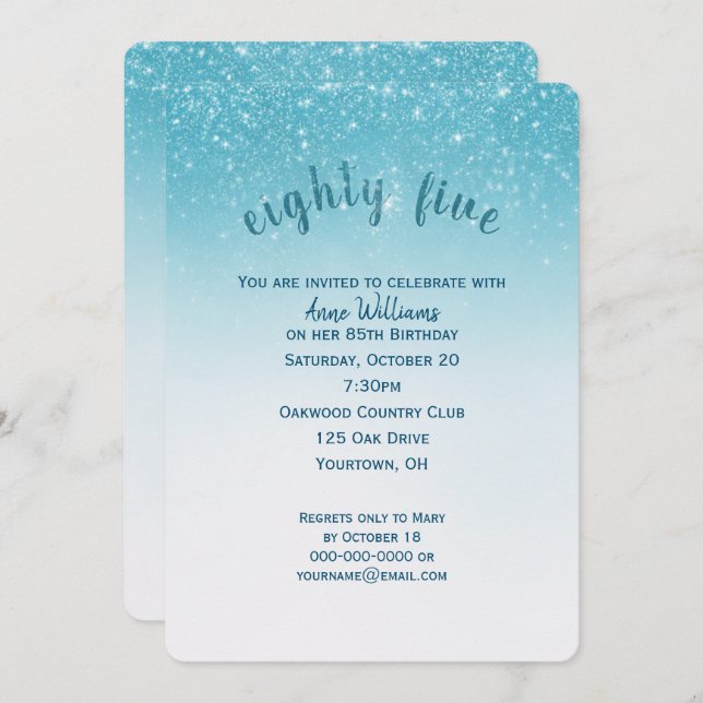 confetti glitter 85th birthday party invitation (Front/Back)