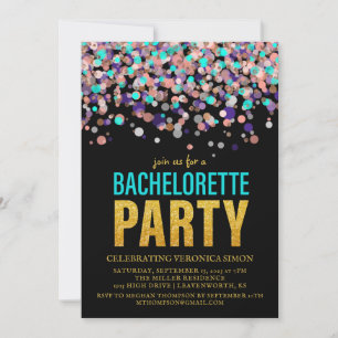 Confetti Glitter Bachelorette Party Invitation