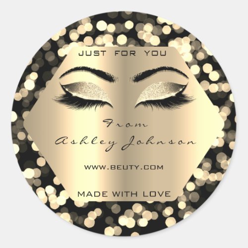 Confetti Glitter Champaigne Gold Made With Love Classic Round Sticker
