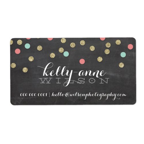 CONFETTI GLITTER cute gold coral mint chalkboard Label