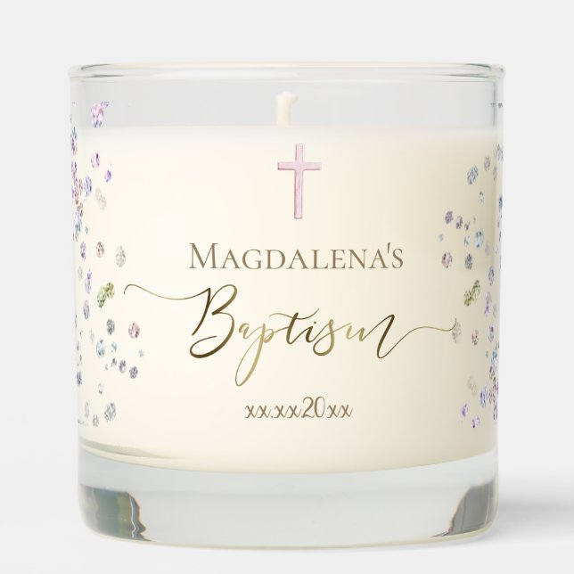 confetti glitter design | Baptism Scented Candle (Front)