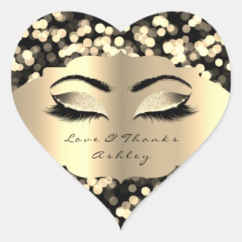 Confetti Glitter Gold Lash Eyes Love Thanks Girly Heart Sticker