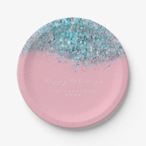 Confetti Glitter Water Ocean Pastel Pink White Paper Plates