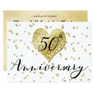 Confetti Gold -50th Wedding Anniversary Invitation