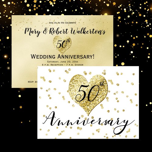 Confetti Gold _50th Wedding Anniversary Invitation