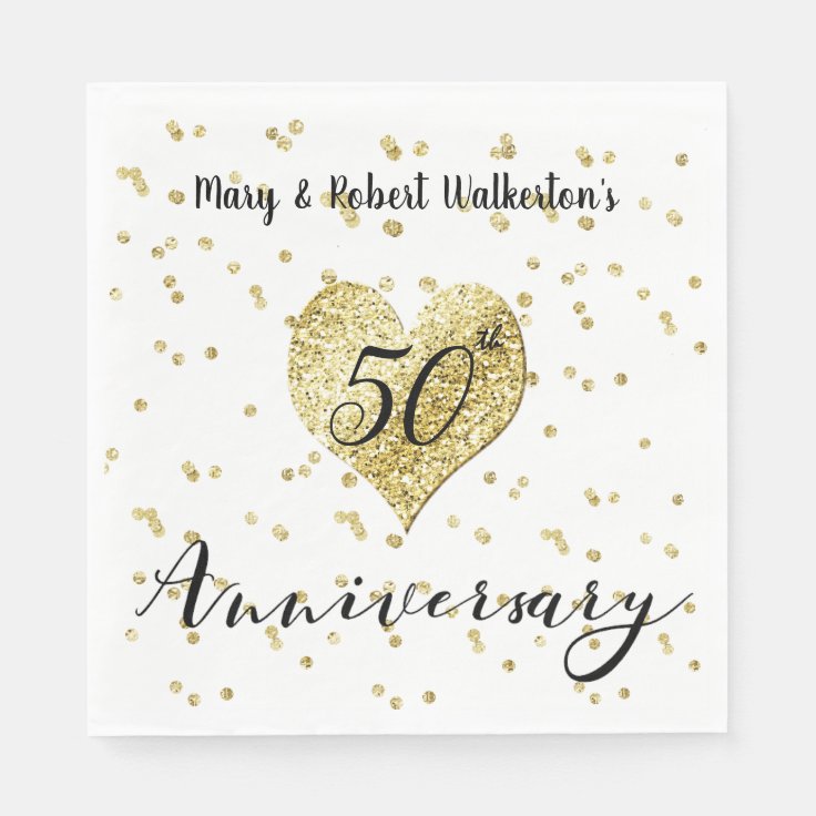 Confetti Gold -50th Wedding Anniversary Napkins 