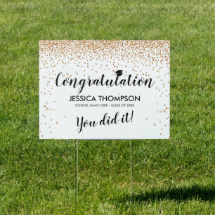 Confetti Gold and White Graduation Congratulation Sign