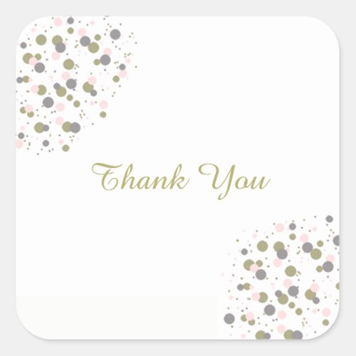 Confetti Gold Blush Dot Thank You Square Sticker