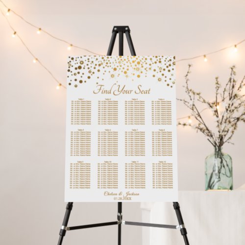 Confetti Gold Dots and White _ 12 Seating Chart Foam Board