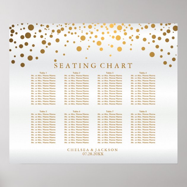 Confetti Gold Dots And White Satin - Seating Chart