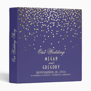 Confetti Gold Dots Elegant Navy Wedding Binder