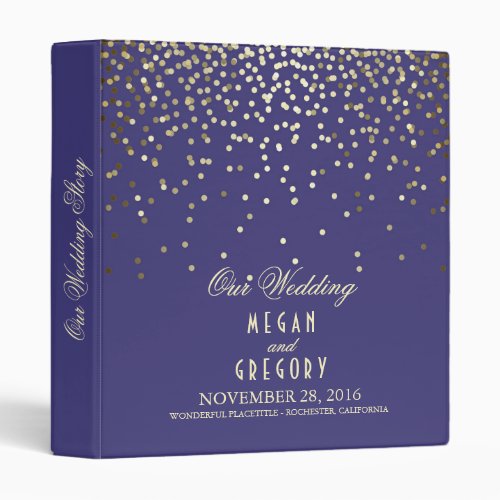 Confetti Gold Dots Elegant Navy Wedding Binder