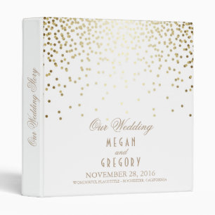Confetti Gold Dots Elegant White Wedding Binder