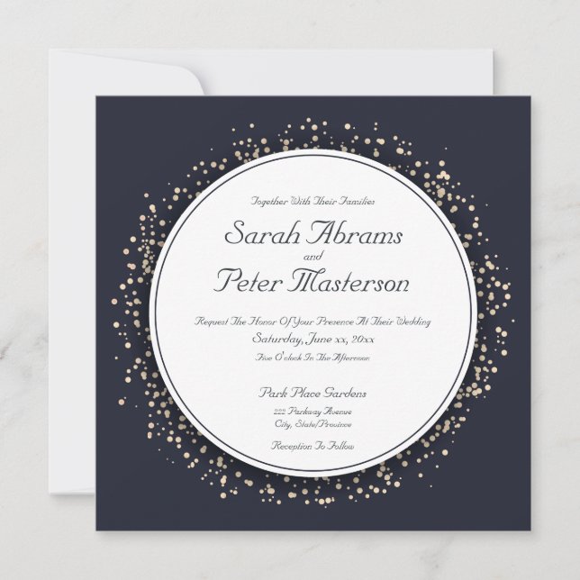 Confetti Gold Elegant Modern Wedding Invitation (Front)