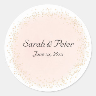 Confetti Gold Elegant Modern Wedding Invitation Classic Round Sticker