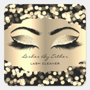 Confetti Gold LashesName Cleaner Square Makeup Sticker