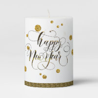 Confetti Gold New Year ID174 Pillar Candle
