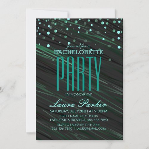 Confetti Gold Sparkle Elegant Bachelorette Party Invitation