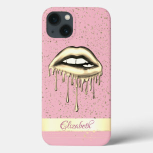 Confetti, Gold Stripe, Metallic Dripping Lips  iPhone 13 Case