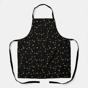 Confetti golden stars glitter shine elegant black apron