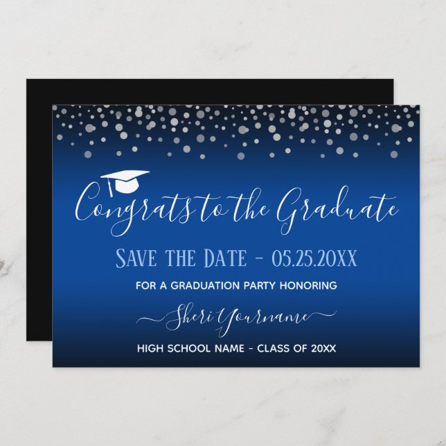 Confetti Graduation Party Save the Date Invitation (Front/Back)