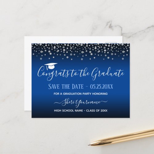 Confetti Graduation Party Save the Date Invitation Postcard