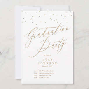 Confetti Graduation Party Script Gold Invitation