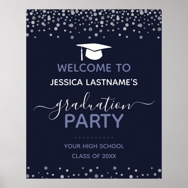 Confetti Graduation Party Welcome  Poster (Front)