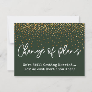 Confetti Green Change of Plans Postponed Wedding Postcard