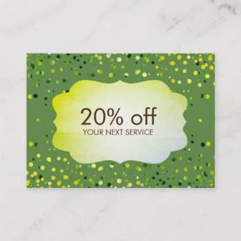 Confetti Green Coupon Card Voucher Discount Gift by tsrao100 at Zazzle