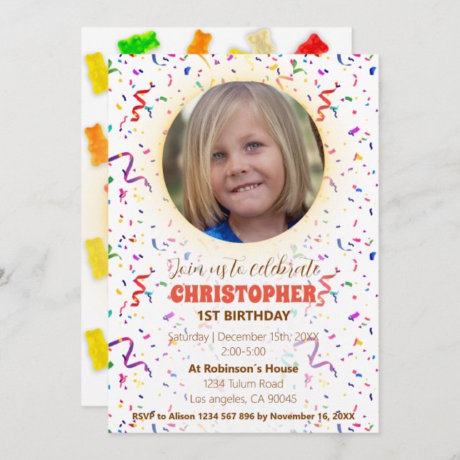 Confetti & Gummies Birthday Invitation (Front/Back)