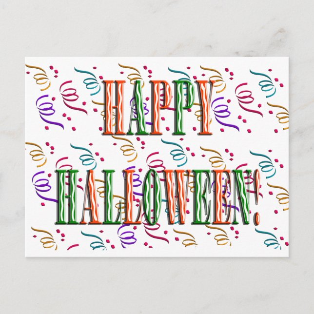 Confetti & Halloween Festival Text Postcard (Front)
