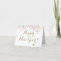 Confetti Happy New Year Note Card Half Fold