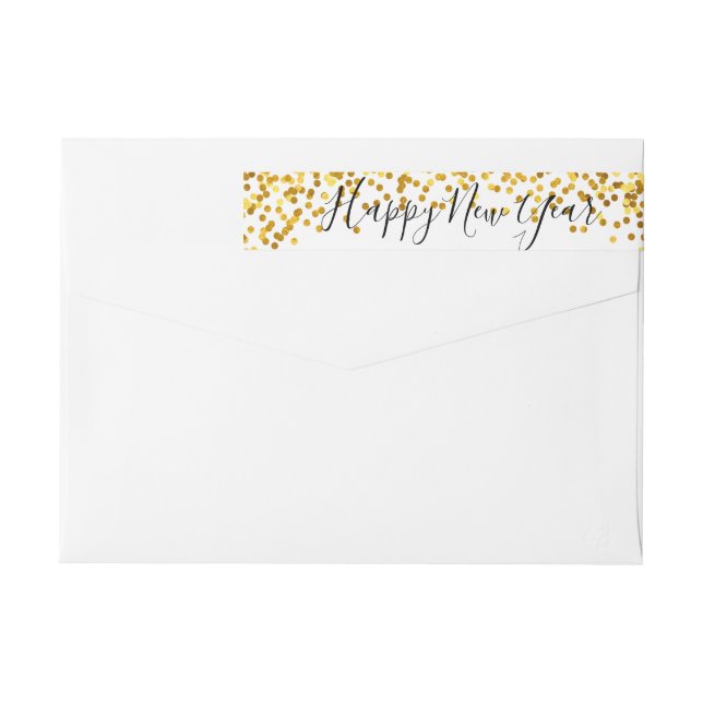 Confetti Happy New Year Wraparound Address Label (Back)