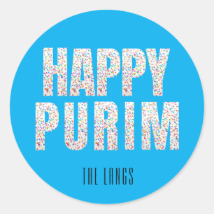 Confetti happy purim label